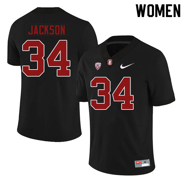 Women #34 Evan Jackson Stanford Cardinal College Football Jerseys Sale-Black - Click Image to Close